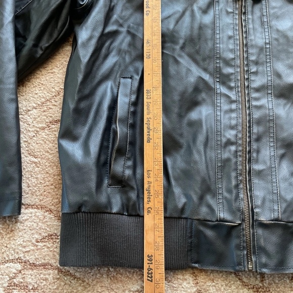 NWT GIII SEAN JOHN Mens XXL Brown Faux Leather Removable Hooded Bib Lined Jacket - Picture 13 of 14